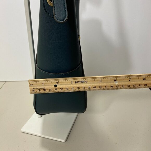 Nanette Lepore Monty Bucket Vegan Leather Structured Handbag Purse Womens Green - Picture 7 of 9